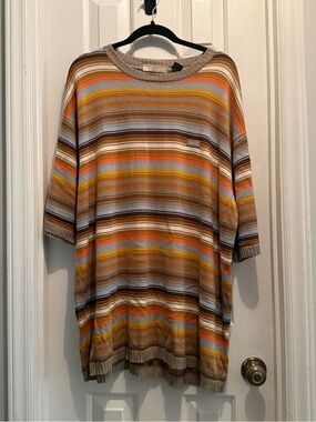 Vintage Y2K ENYCE XXXL Pastel Stripe Knit Sweater Short Sleeve Streetwear